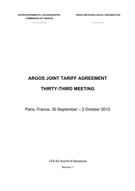 Argos Joint Tariff Agreement Thirty-Third Meeting