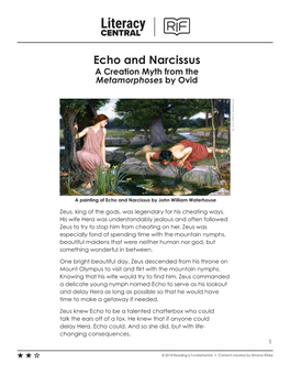 Echo and Narcissus a Creation Myth from the Metamorphoses by Ovid by John William Waterhouse