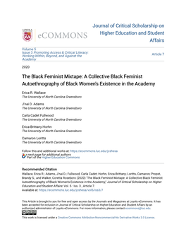 The Black Feminist Mixtape: a Collective Black Feminist Autoethnography of Black Women's Existence in the Academy