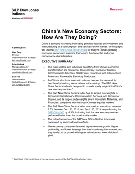 China's New Economy Sectors