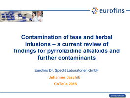 Contamination of Teas and Herbal Infusions – a Current Review of Findings for Pyrrolizidine Alkaloids and Further Contaminants