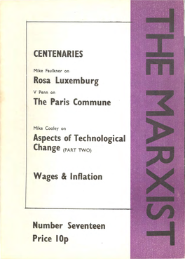 CENTENARIES Rosa Luxemburg the Paris Commune Aspects Of
