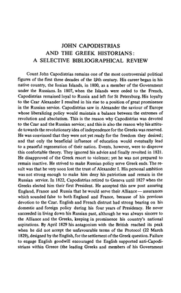 John C Apodi St Ria S and the Greek Historians: a Selective Bibliographical Review