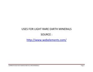 Light Rare Earth Minerals Source