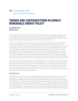 Trends and Contradictions in China's Renewable Energy