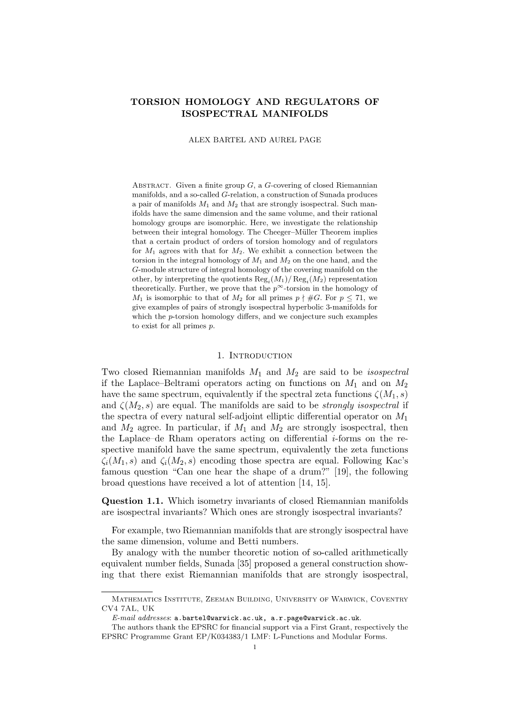 Torsion Homology and Regulators of Isospectral Manifolds