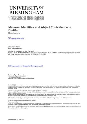 Maternal Identities and Abject Equivalence in Biutiful Ryan, Lorraine