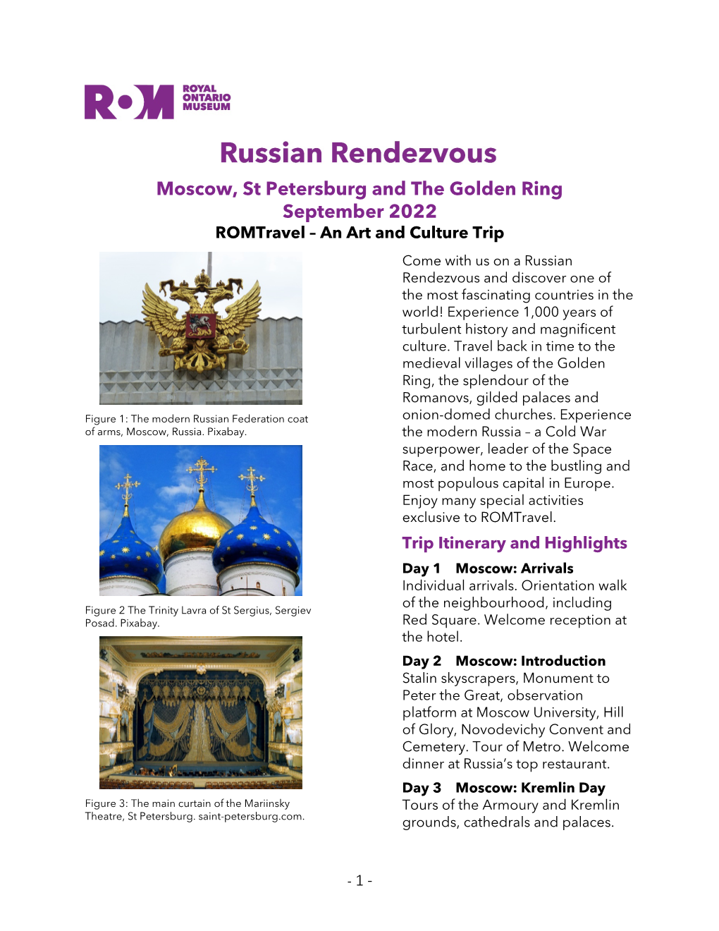 Romtravel's Russia 2022 Information Flyer