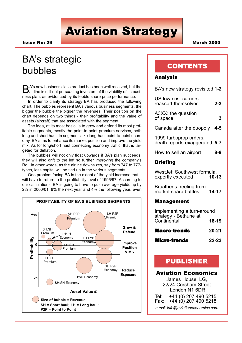 March 2000 BA’S Strategic Bubbles CONTENTS Analysis