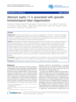 Aberrant Septin 11 Is Associated with Sporadic Frontotemporal Lobar