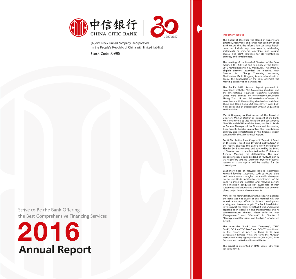 Annual Report on 22 March 2017