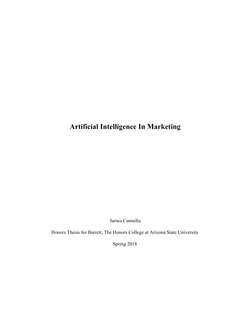 Artificial Intelligence in Marketing