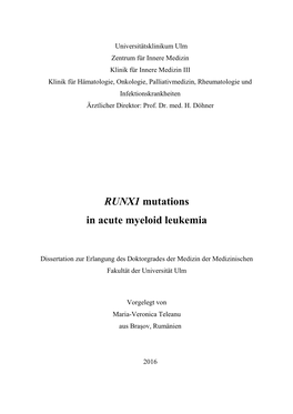 RUNX1 Mutations in Acute Myeloid Leukemia