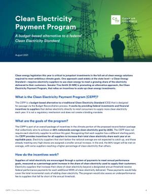 Clean Electricity Payment Program a Budget-Based Alternative to a Federal Clean Electricity Standard
