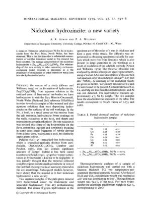 Nickeloan Hydrozincite" a New Variety