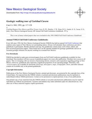 Geologic Walking Tour of Carlsbad Cavern Carol A