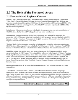 2.0 the Role of the Protected Areas