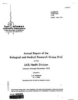 LASL Health Division January Through Decomber 1972