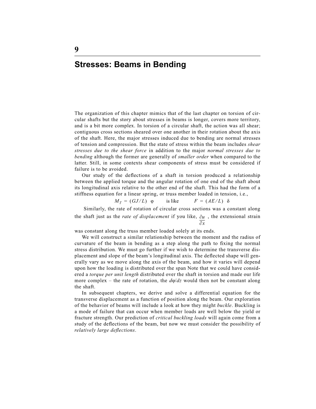 9 Stresses: Beams in Bending