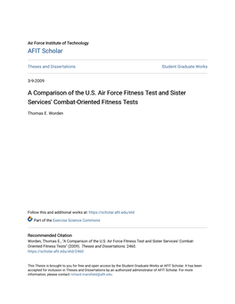 A Comparison of the U.S. Air Force Fitness Test and Sister Services' Combat-Oriented Fitness Tests