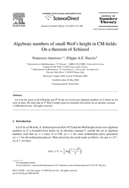 Algebraic Numbers of Small Weil's Height in CM-Fields: on a Theorem Of