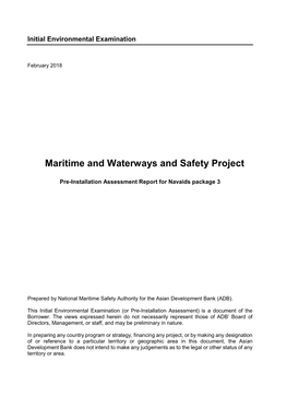 Pre-Installation Assessment Checklist Had Been Prepared to Cover the Minimum Requirements Provided in the Environmental Assessment and Review Framework (EARF)