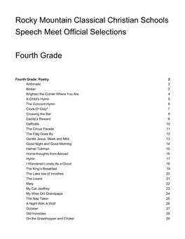 Rocky Mountain Classical Christian Schools Speech Meet Official Selections