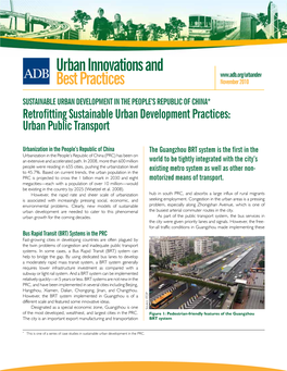 Sustainable Urban Development in the People’S Republic of China* Retrofitting Sustainable Urban Development Practices: Urban Public Transport