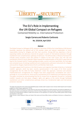 The EU's Role in Implementing the UN Global Compact on Refugees