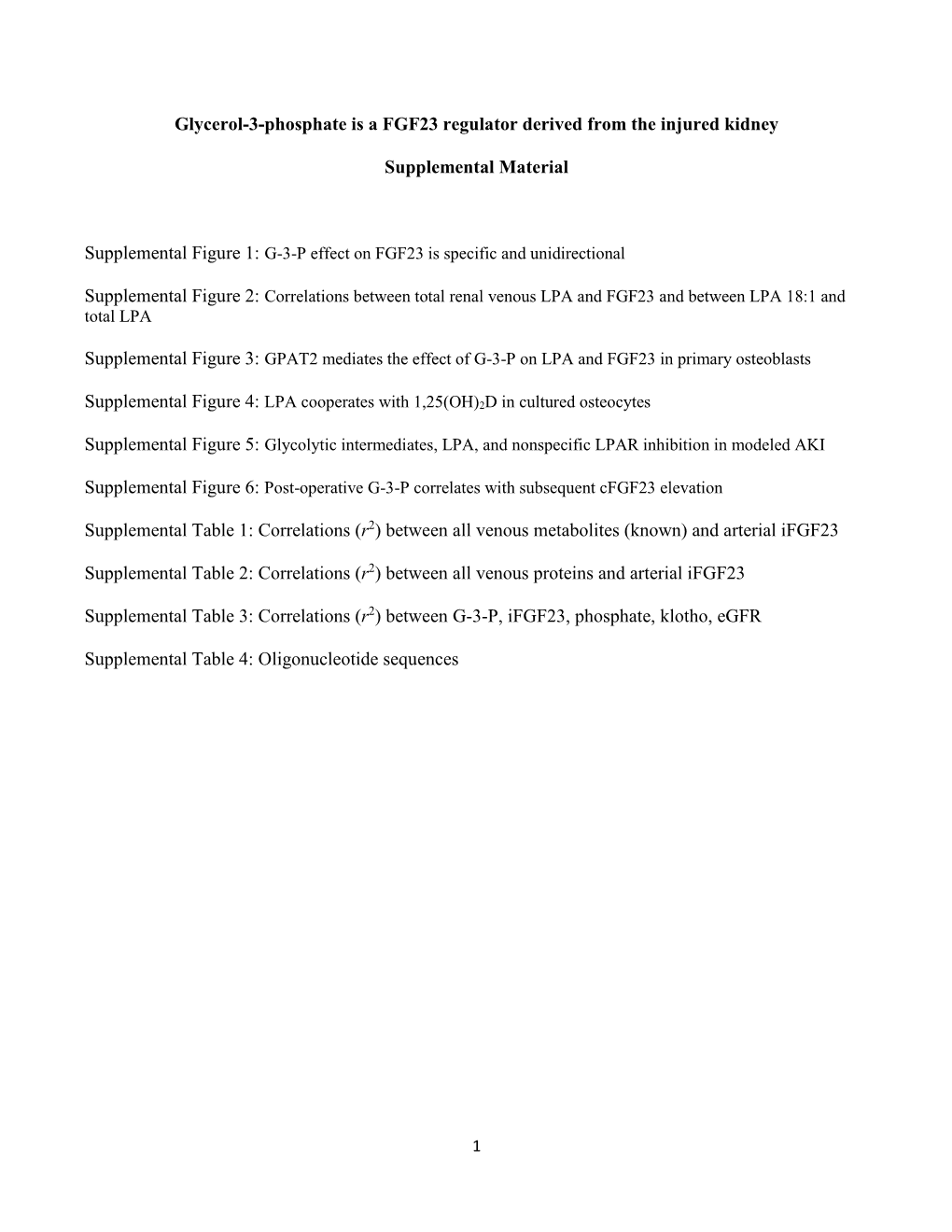 Glycerol-3-Phosphate Is a FGF23 Regulator Derived from the Injured Kidney