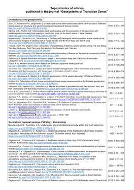 Topical Index of Articles Published in the Journal “Geosystems of Transition Zones”