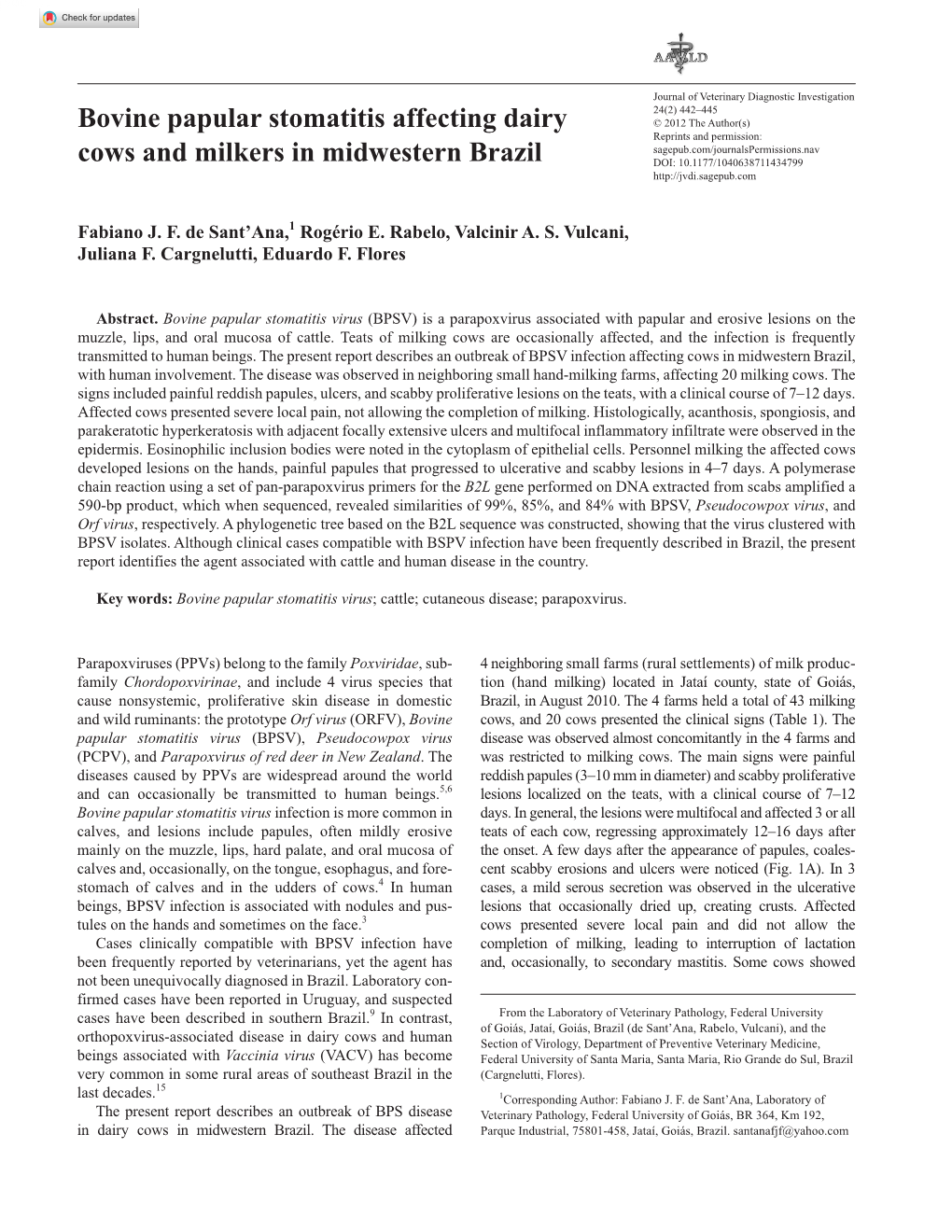 Bovine Papular Stomatitis Affecting Dairy Cows and Milkers In