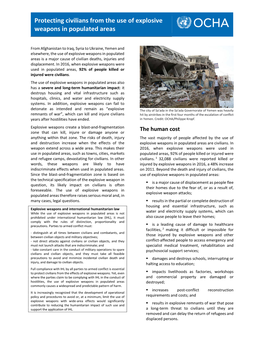 OCHA Fact Sheet: Protecting Civilians from the Use of Explosive Weapons in Populated Areas