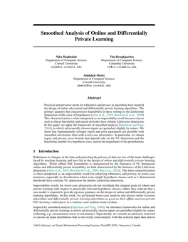 Smoothed Analysis of Online and Differentially Private Learning