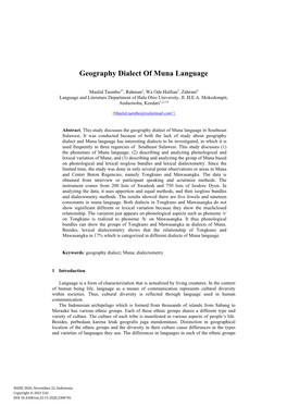 Geography Dialect of Muna Language