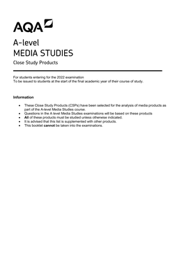 A-Level MEDIA STUDIES Close Study Products