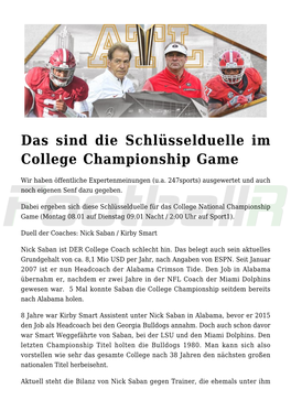 Das Sind Die Schlüsselduelle Im College Championship Game