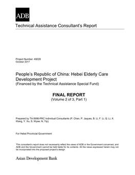 Hebei Elderly Care Development Project FINAL REPORT