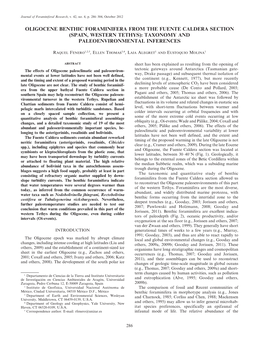 Oligocene Benthic Foraminifera from the Fuente Caldera Section (Spain, Western Tethys): Taxonomy and Paleoenvironmental Inferences