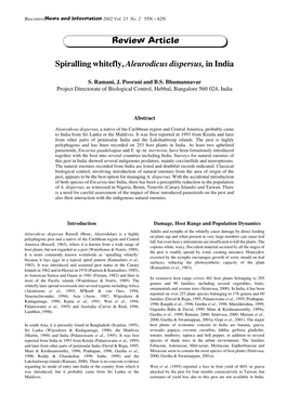 Review Article Spiralling Whitefly, Aleurodicus Dispersus, in India