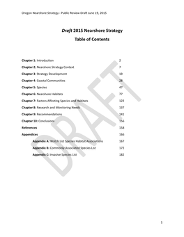 Draft 2015 Nearshore Strategy Table of Contents