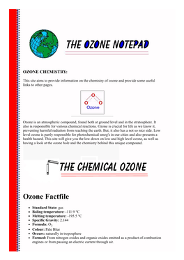 Ozone Factfile
