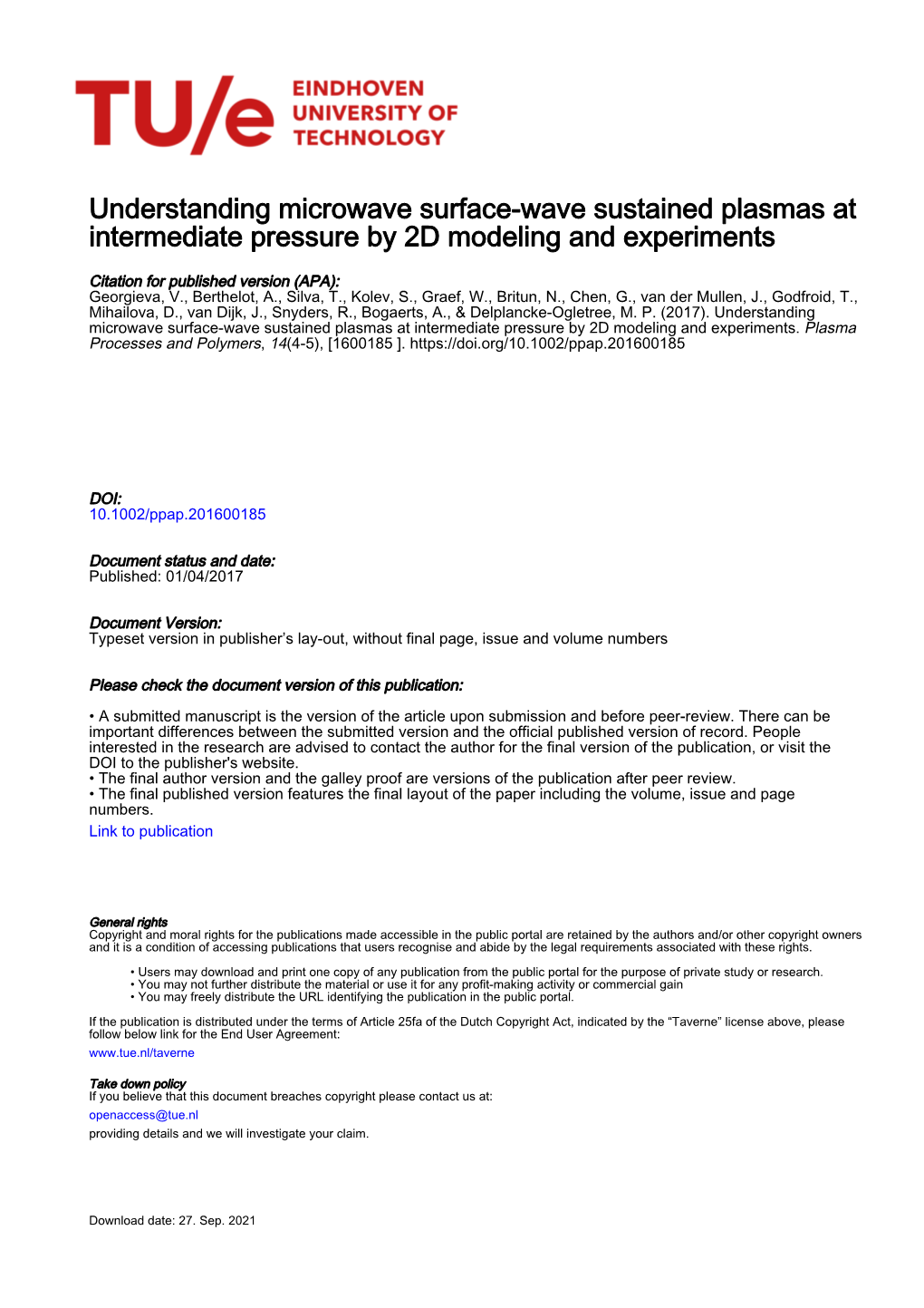 Understanding Microwave Surface-Wave Sustained Plasmas at Intermediate Pressure by 2D Modeling and Experiments