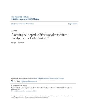 Assessing Allelopathic Effects of Alexandrium Fundyense on Thalassiosira SP