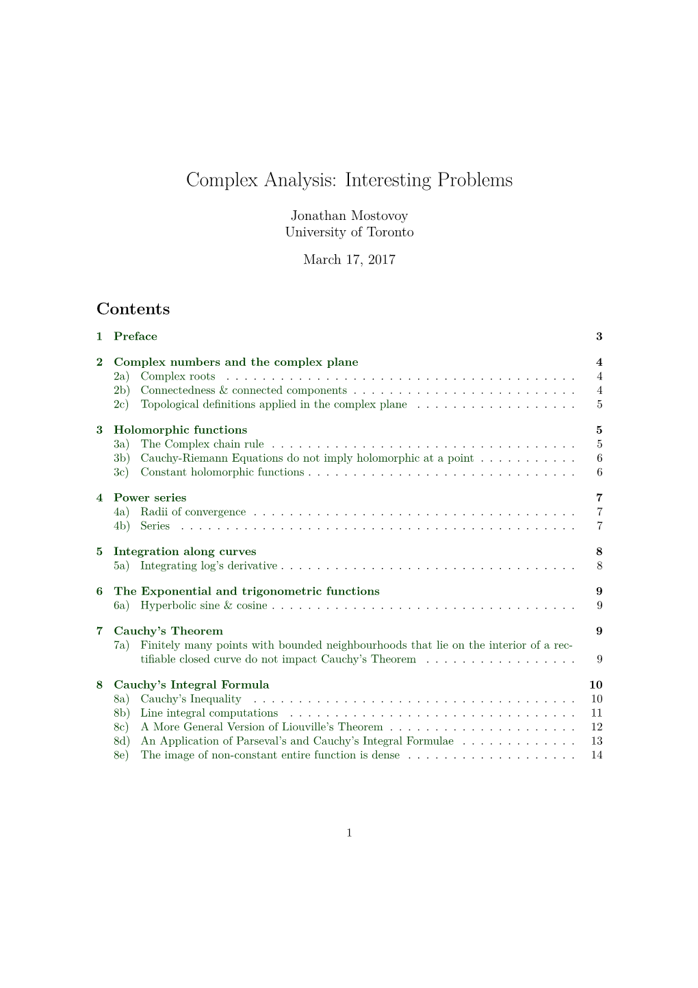 Complex Analysis: Interesting Problems