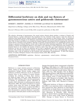 Differential Herbivory on Disk and Ray Flowers
