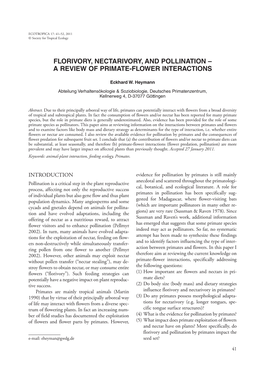 Florivory, Nectarivory, and Pollination – a Review of Primate-Flower Interactions
