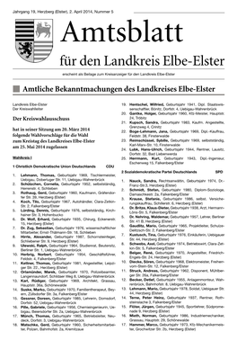 Amtsblatt Für Den Landkreis Elbe-Elster