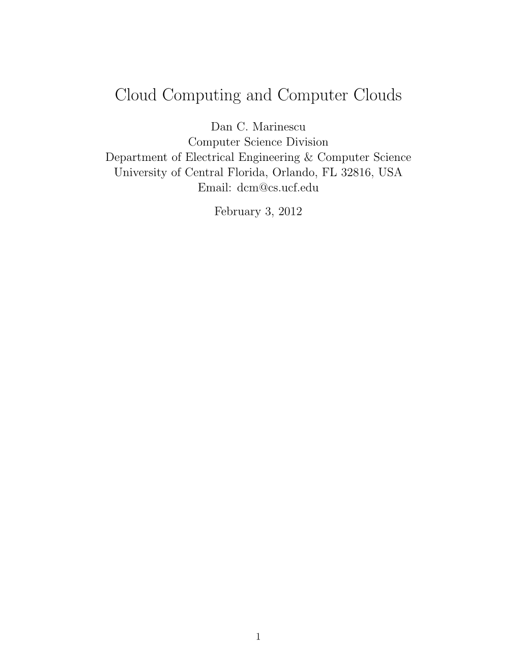 Cloud Computing and Computer Clouds