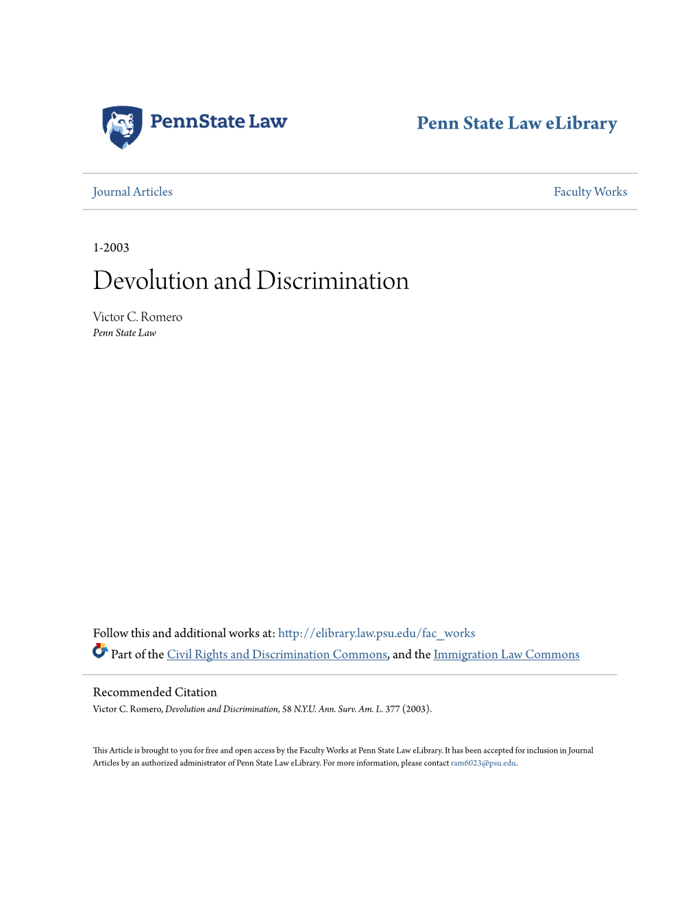 Devolution and Discrimination Victor C